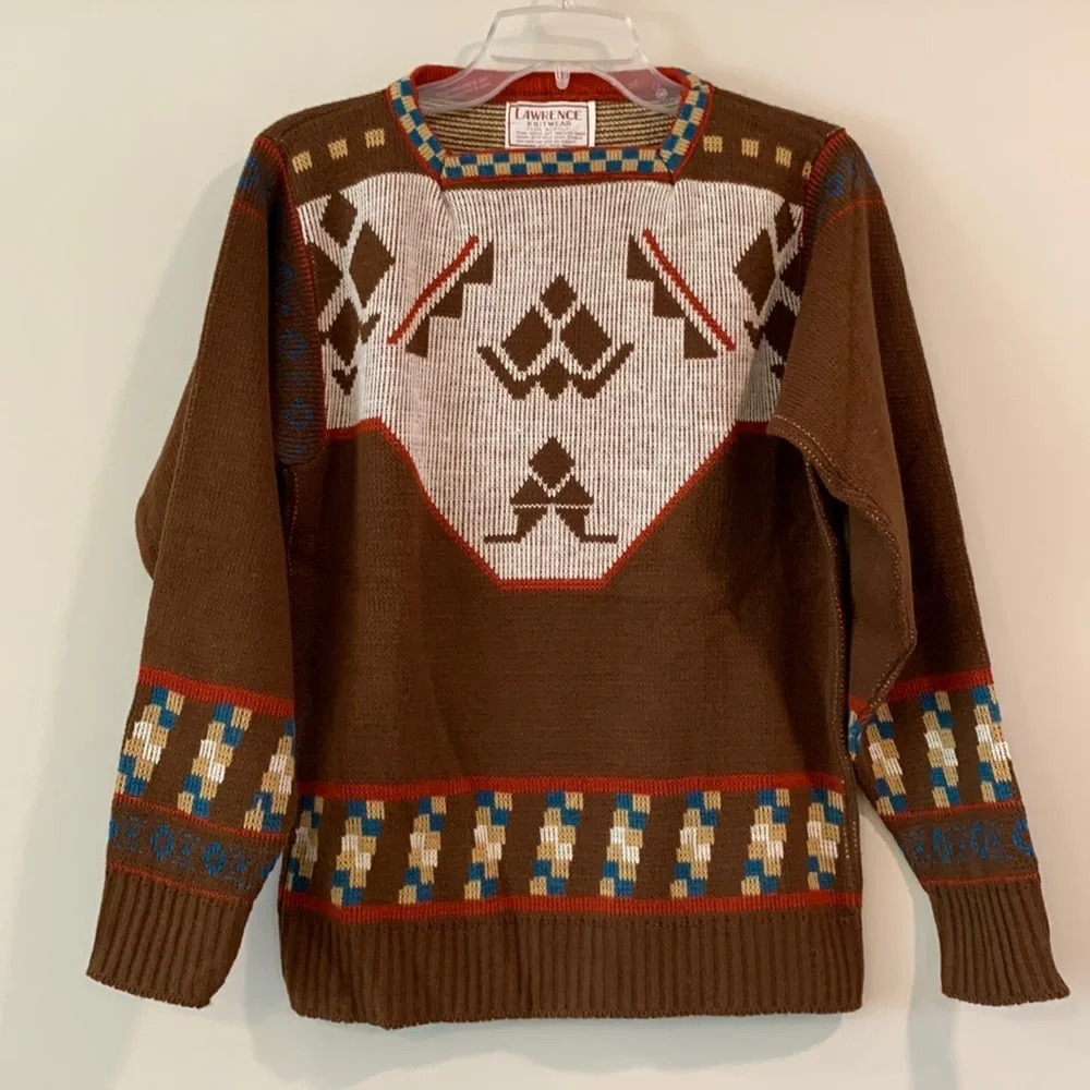 Lawrence Knitwear‎ - 100% acrylic, brown/teal